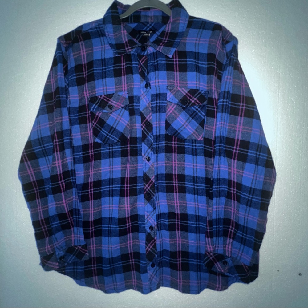 New Look Blue and Pink Casual Button Down Shirt